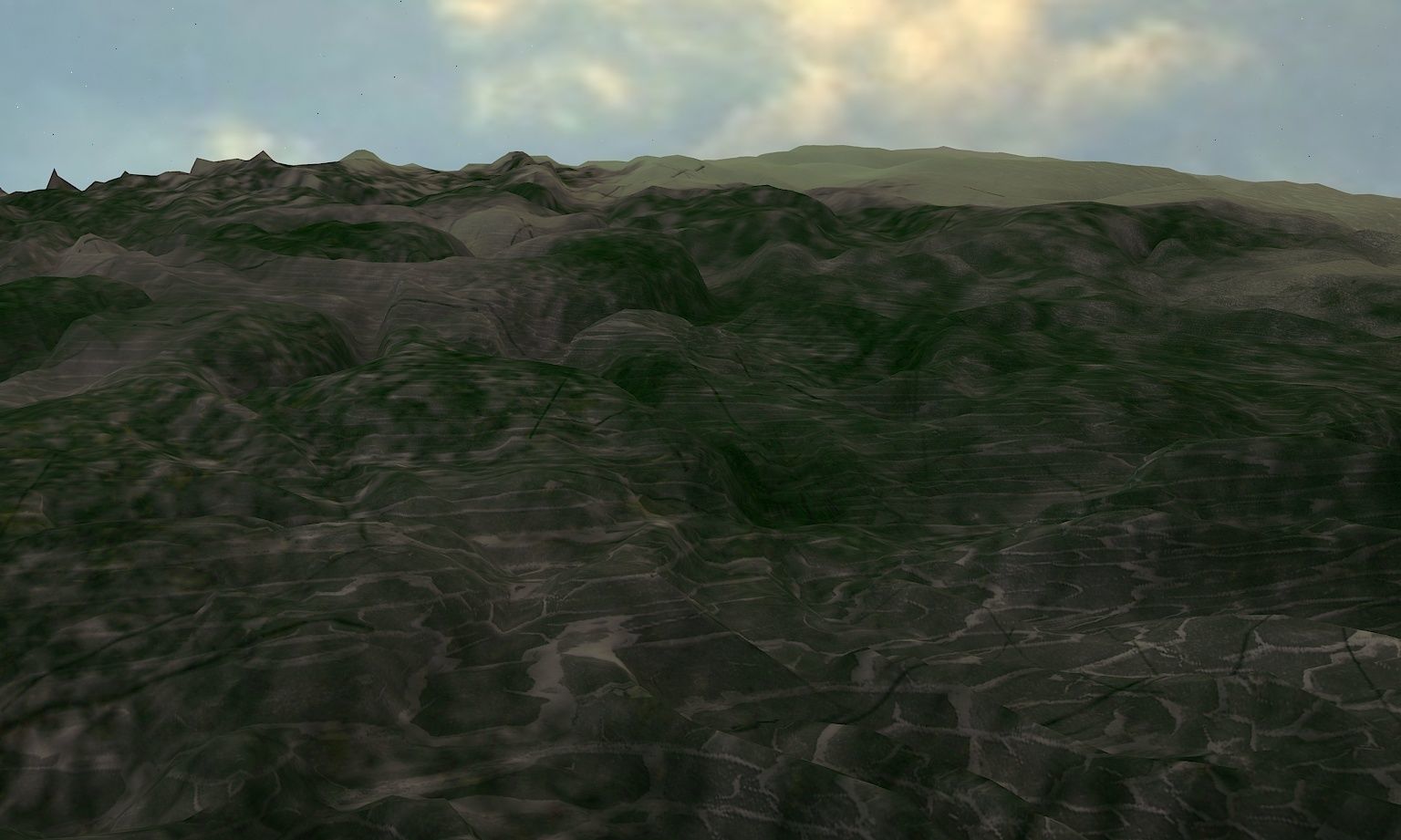 mountain square of land with trees 3D model_4