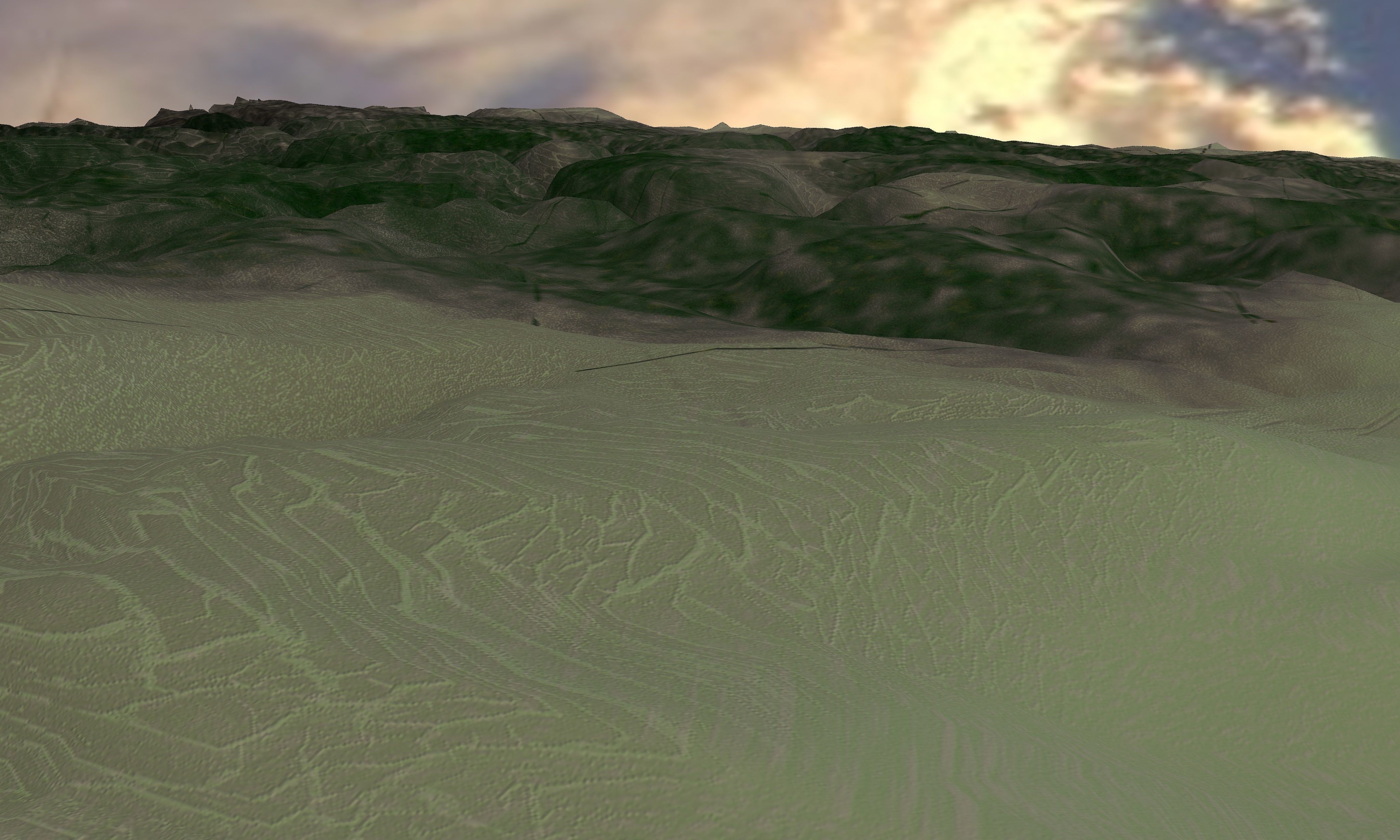 mountain square of land with trees 3D model_6