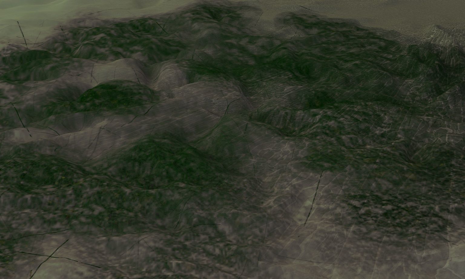 mountain square of land with trees 3D model_1