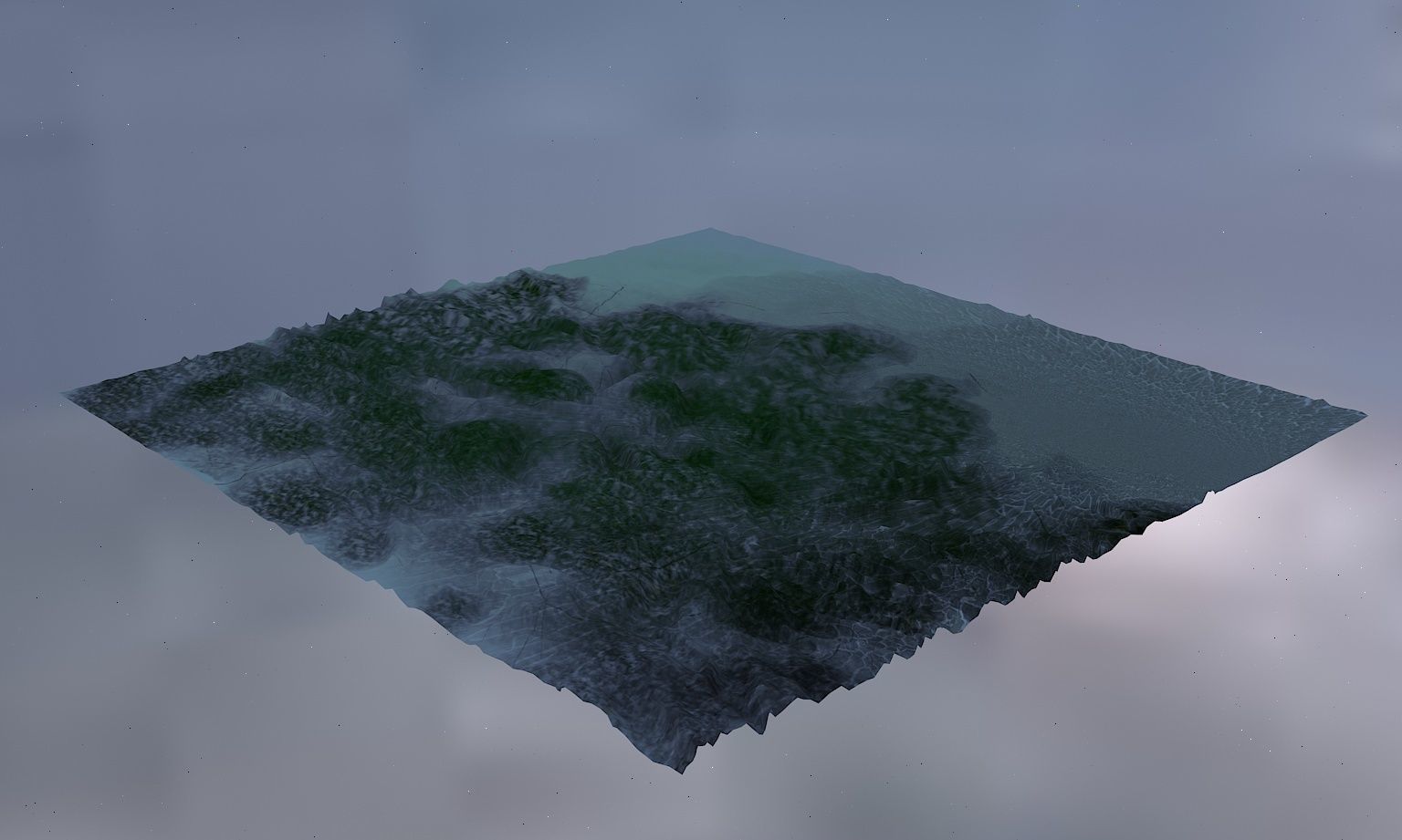 mountain square of land with trees 3D model_3