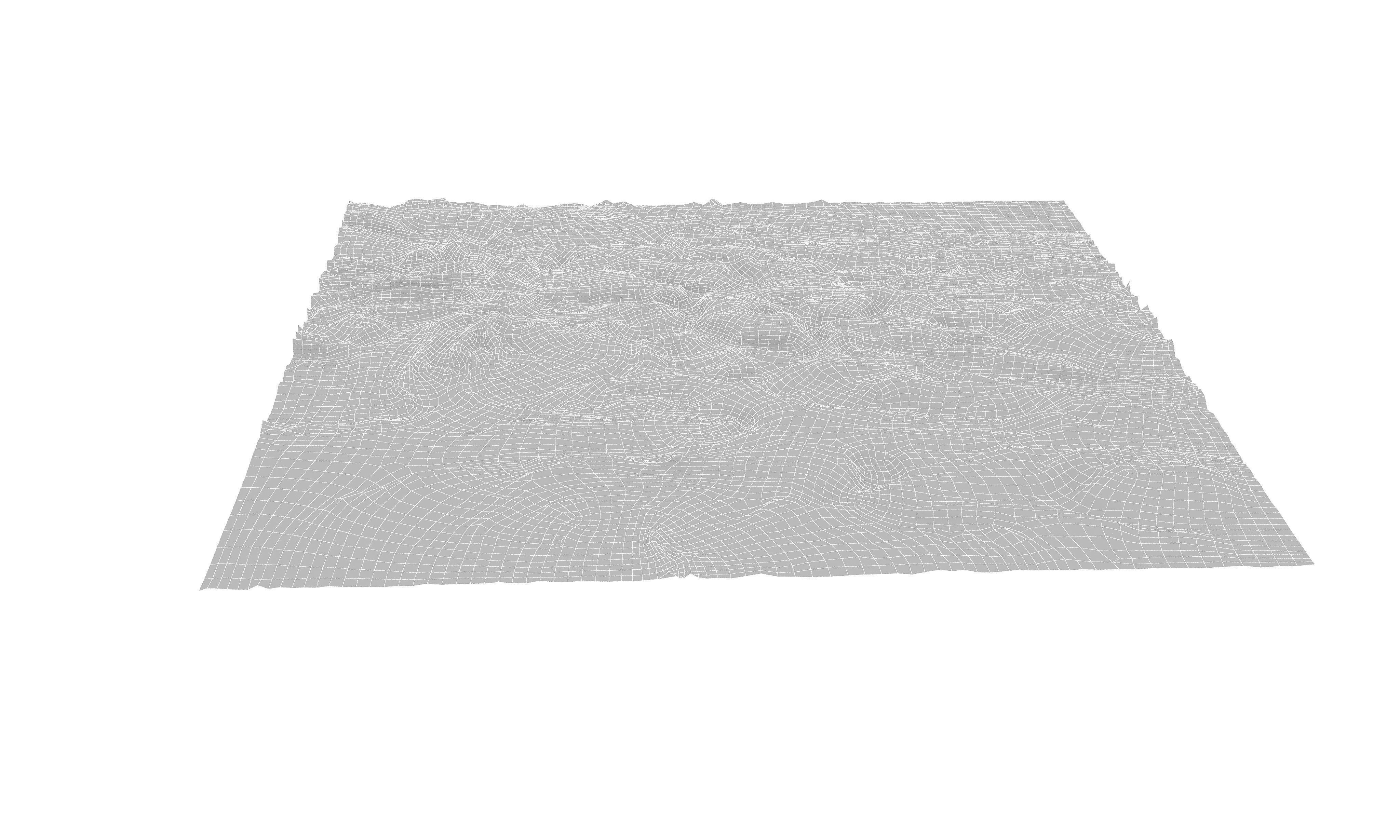 mountain square of land with trees 3D model_5