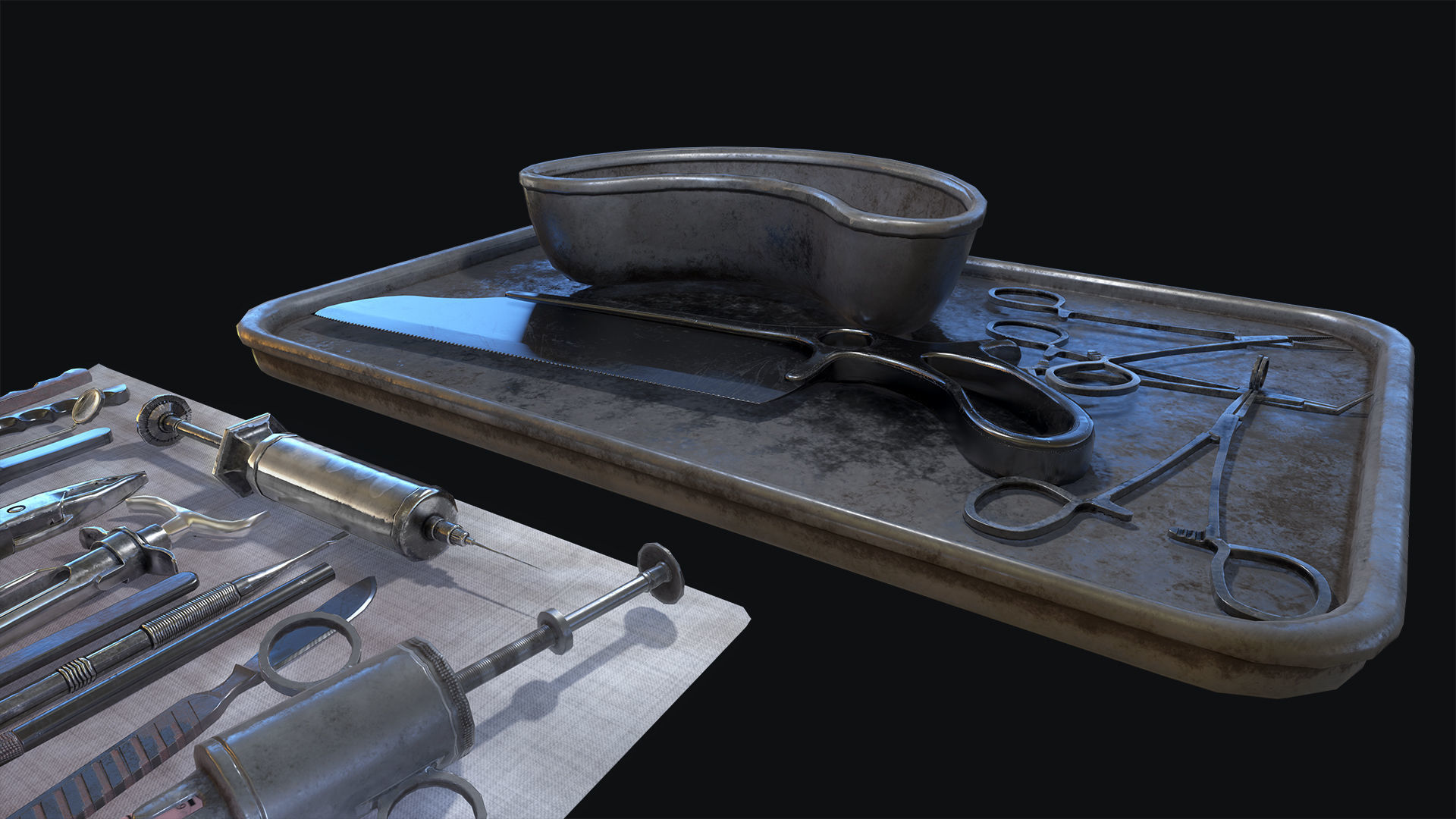 Old Surgical Tools Low-poly 3D model_2