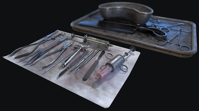 Old Surgical Tools Low-poly 3D model