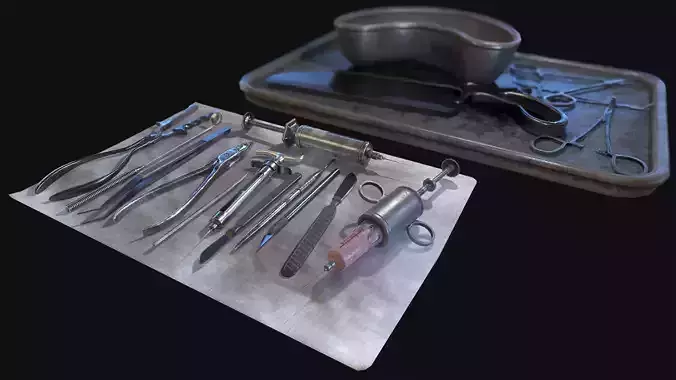 Old Surgical Tools Low-poly 3D model
