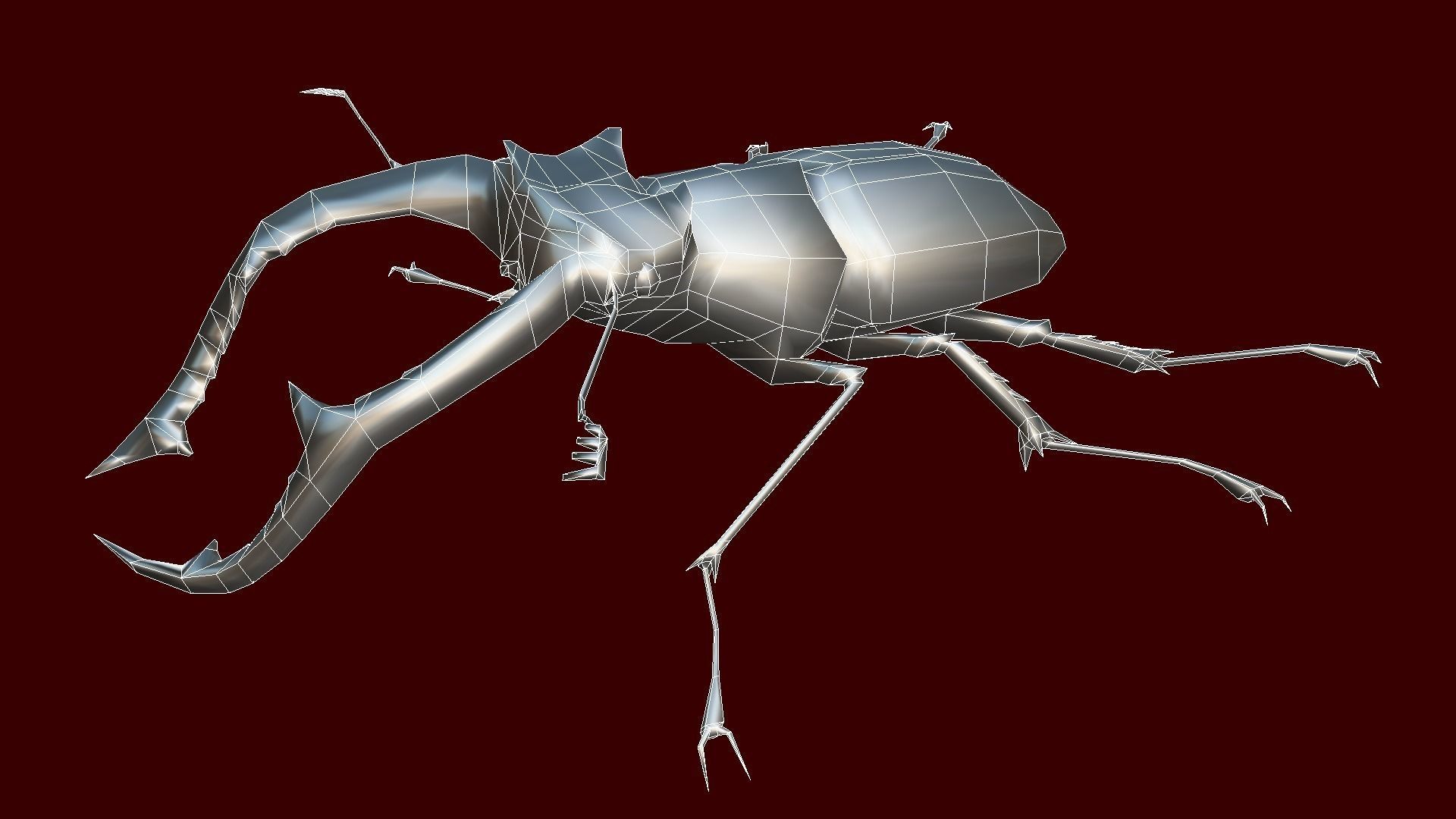 Stag Beetle Low-poly 3D model_2