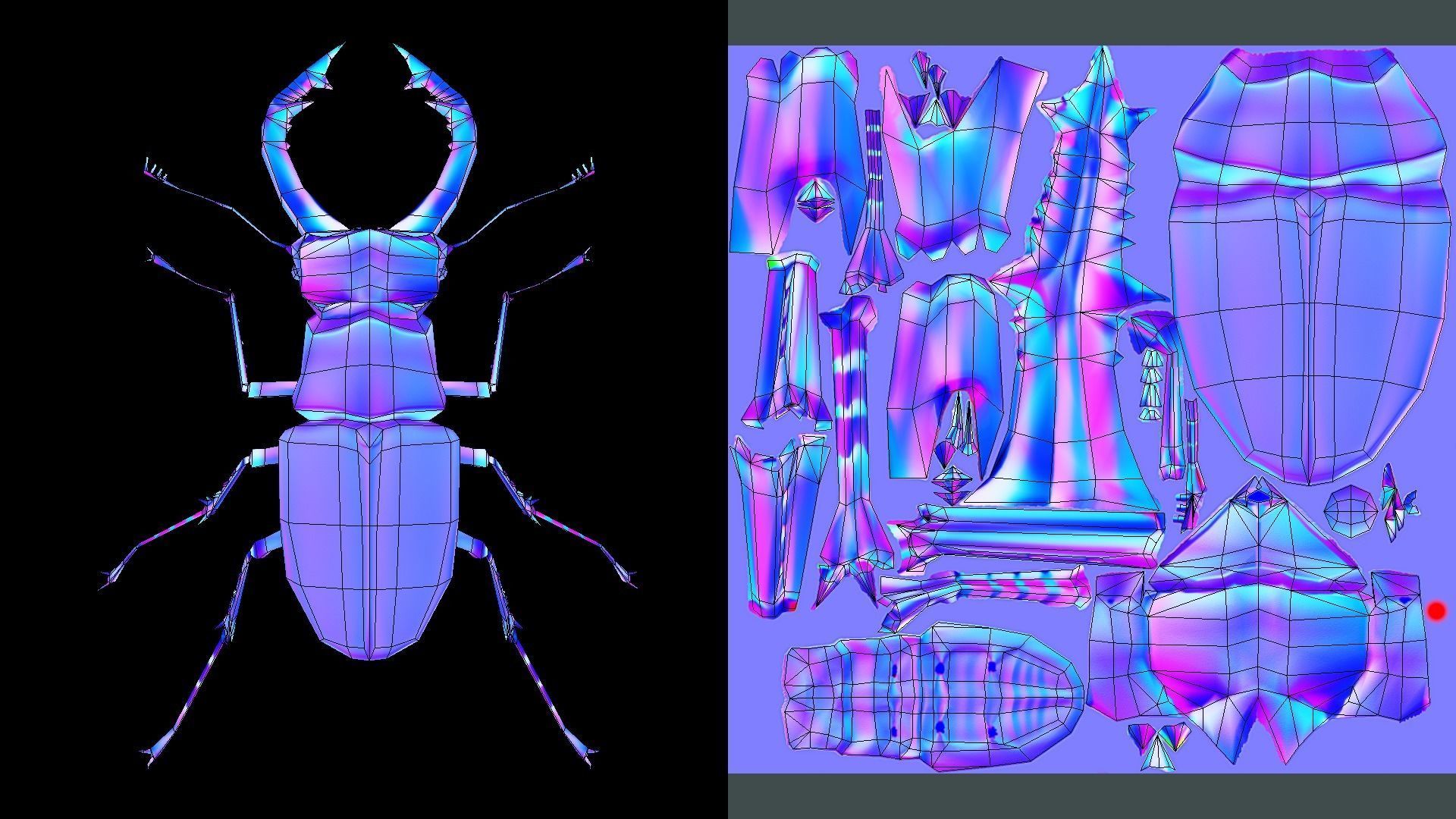 Stag Beetle Low-poly 3D model_4