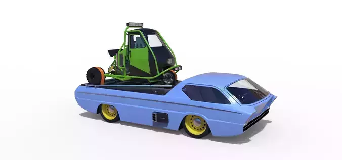 Dodge Deora with Ape rally car