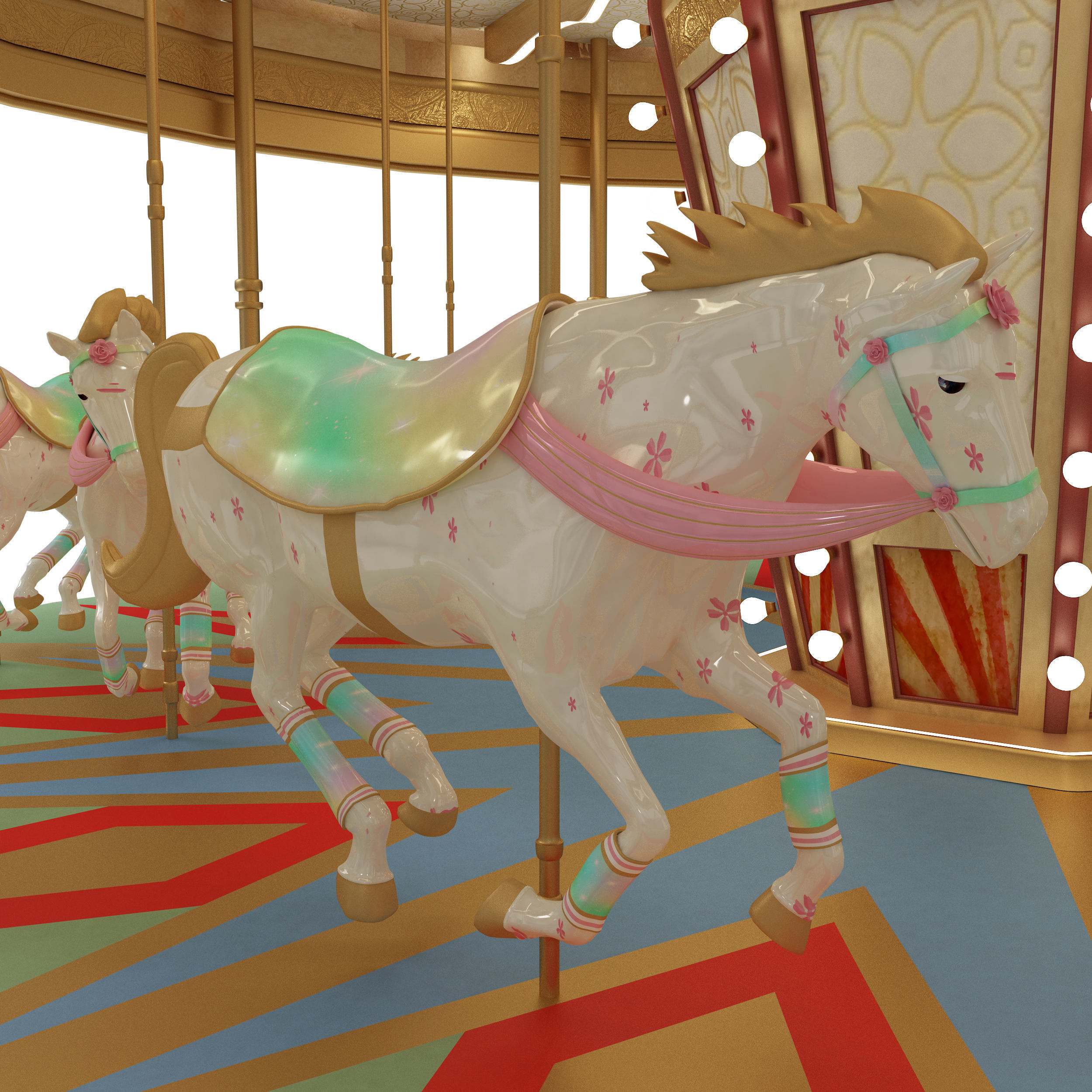 Carousel 3D print model_3