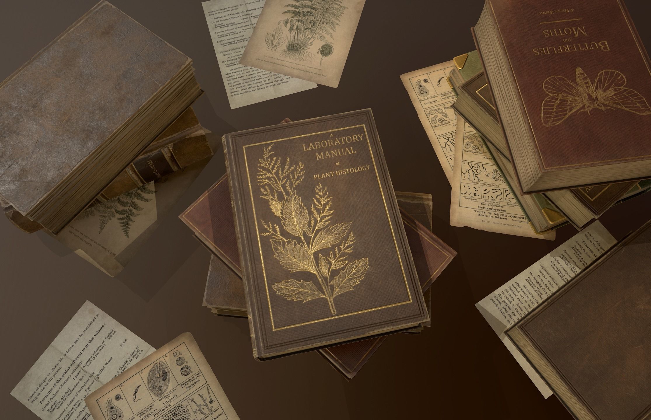 Old Books set - PBR Game Ready Low-poly 3D model_4