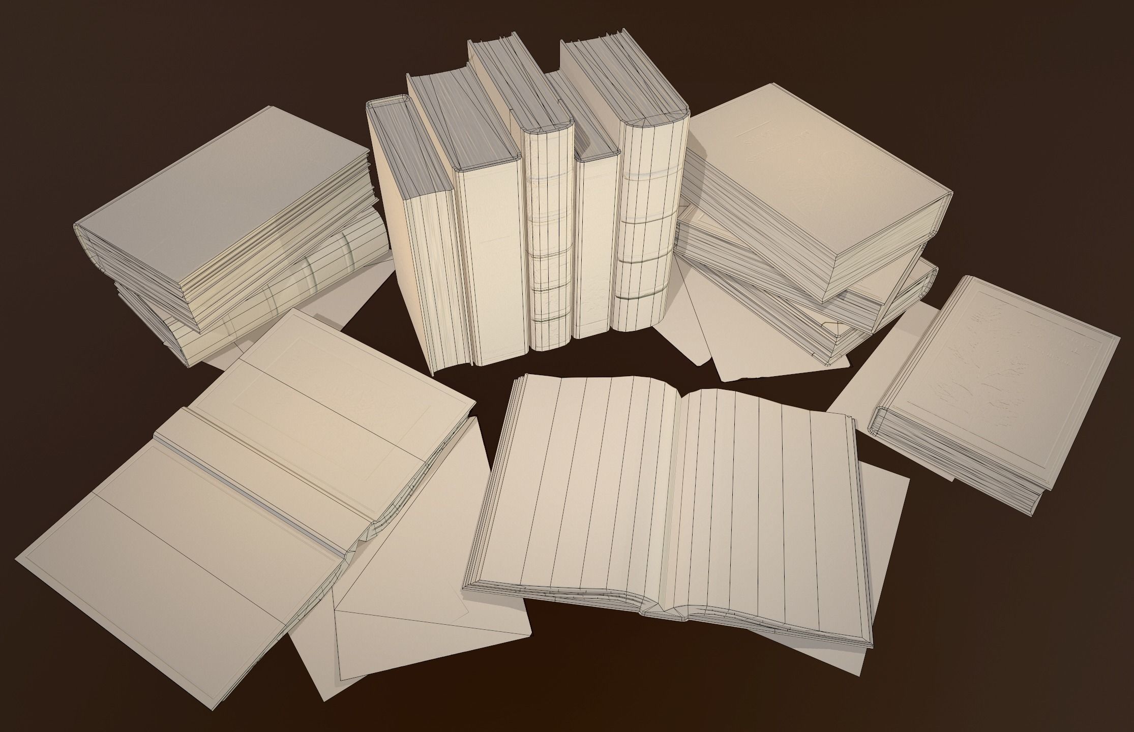 Old Books set - PBR Game Ready Low-poly 3D model_11