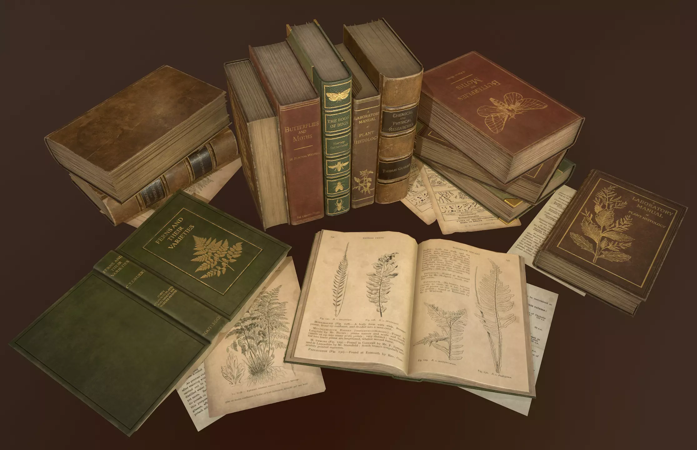 Old Books set - PBR Game Ready Low-poly 3D model_0
