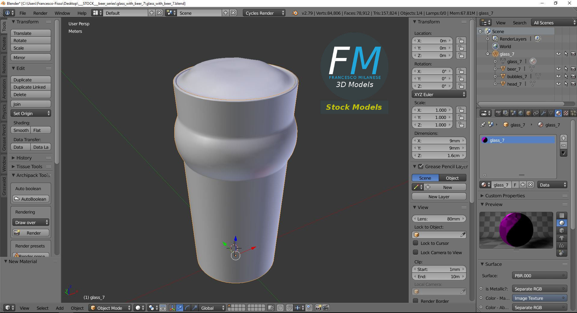 Glass with beer 7 3D model_9
