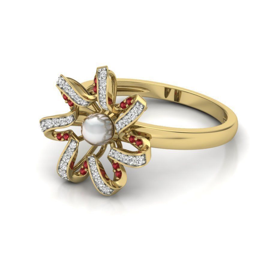 Women pearl ring 3dm render detail 3D print model 3D print model_4