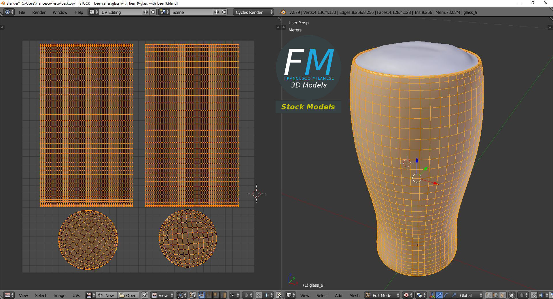 Glass with beer 9 3D model_10