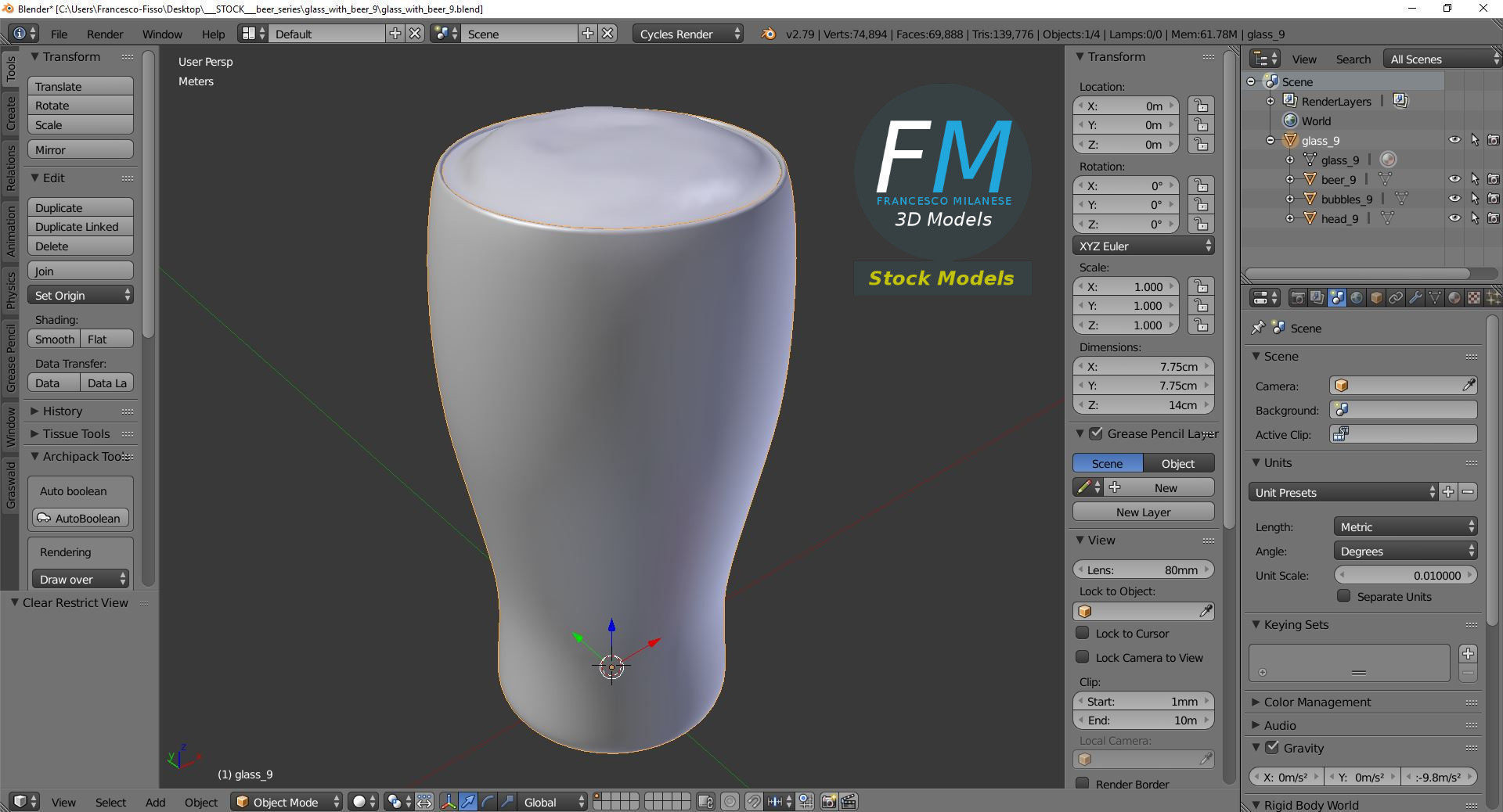Glass with beer 9 3D model_9