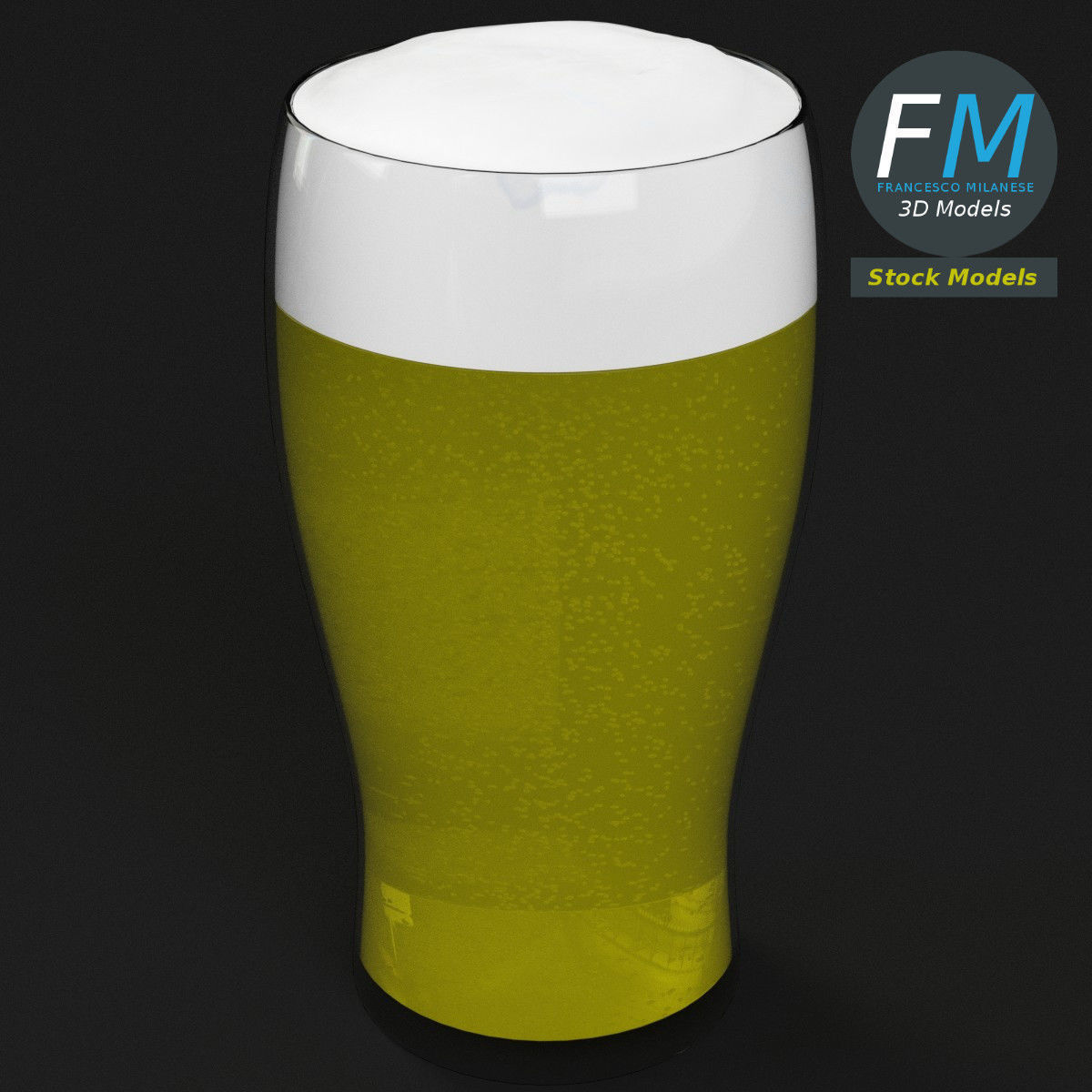 Glass with beer 9 3D model_2
