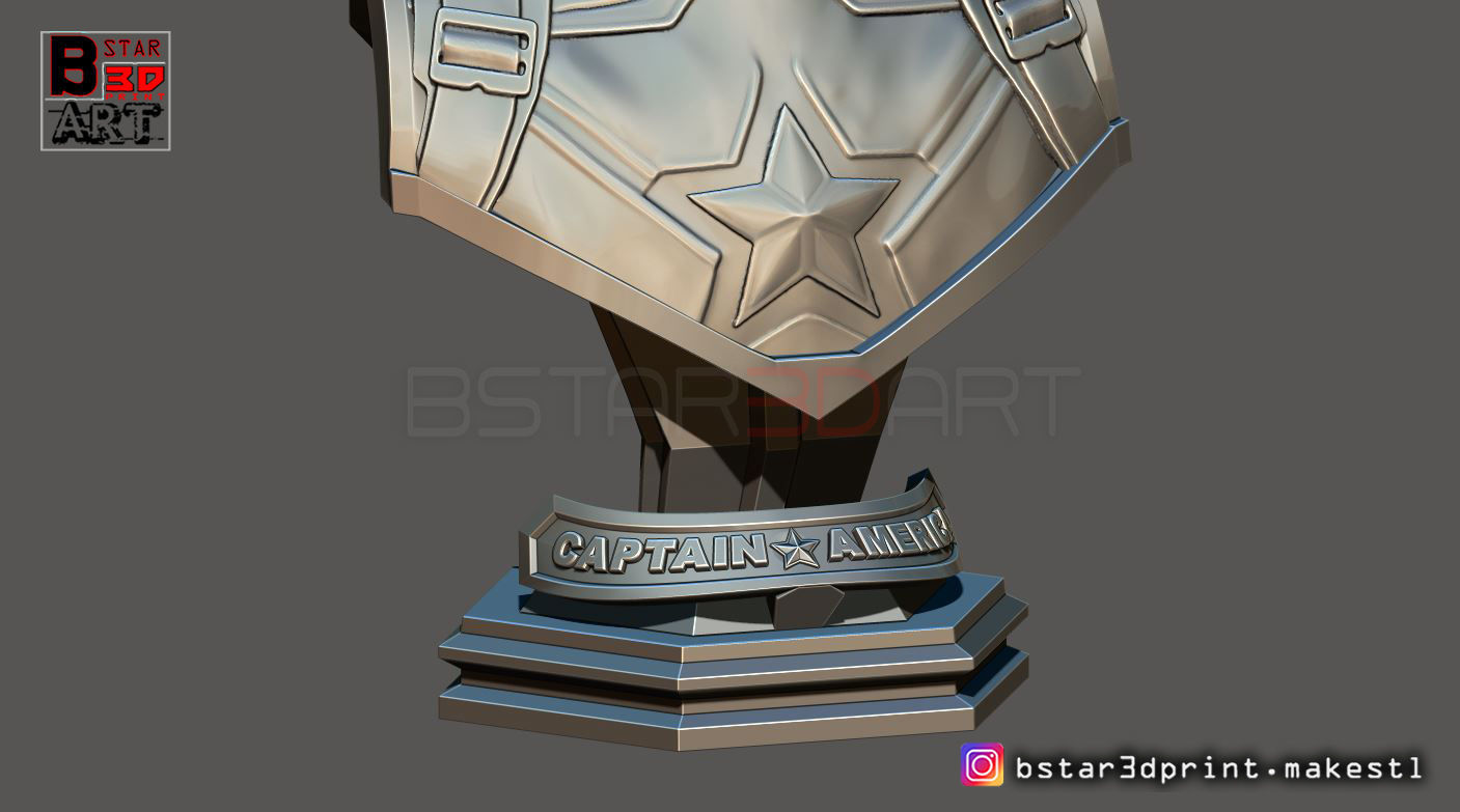 Captain America Bust - Without Helmet - from Marvel 3D print model_11