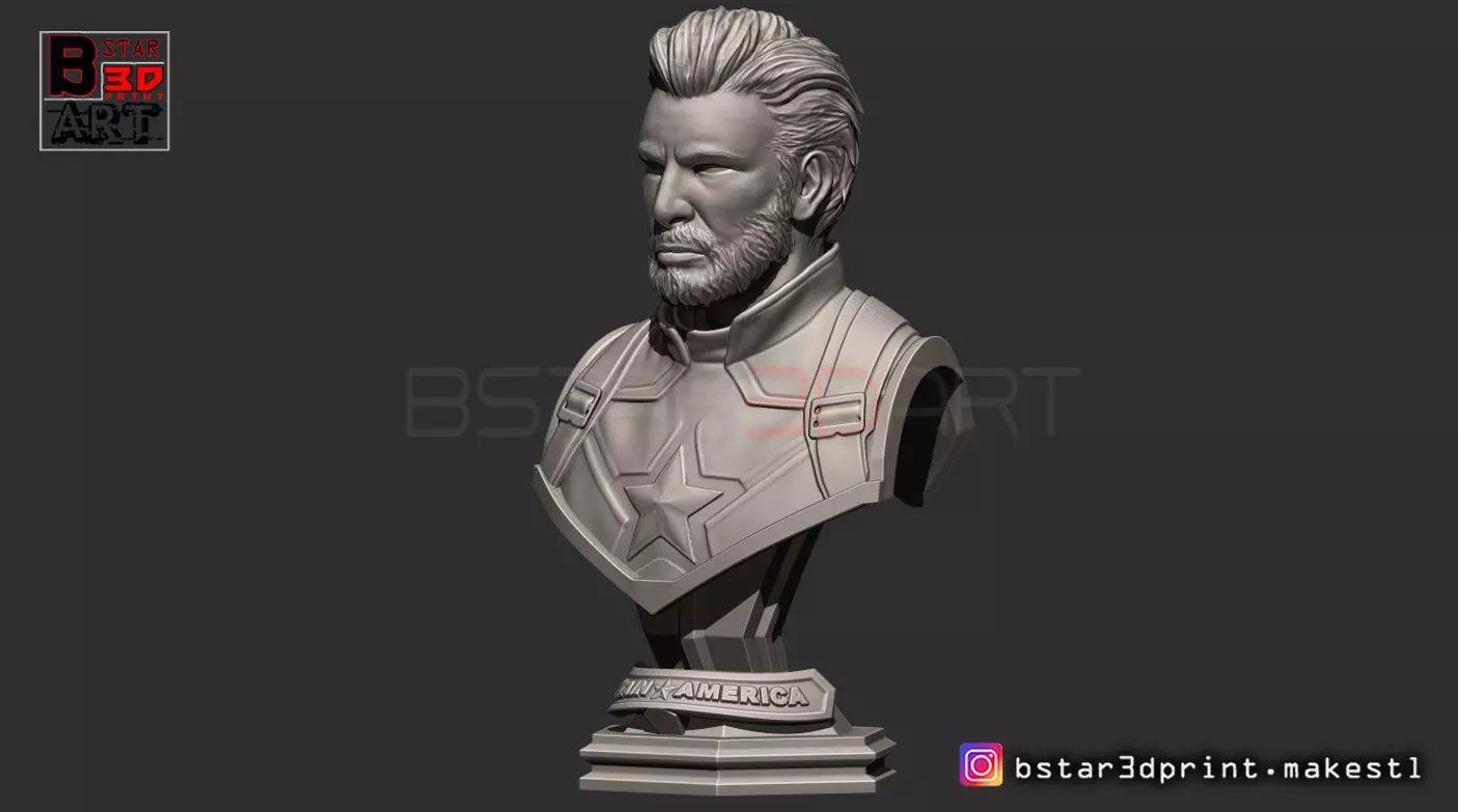 Captain America Bust - Without Helmet - from Marvel 3D print model_0