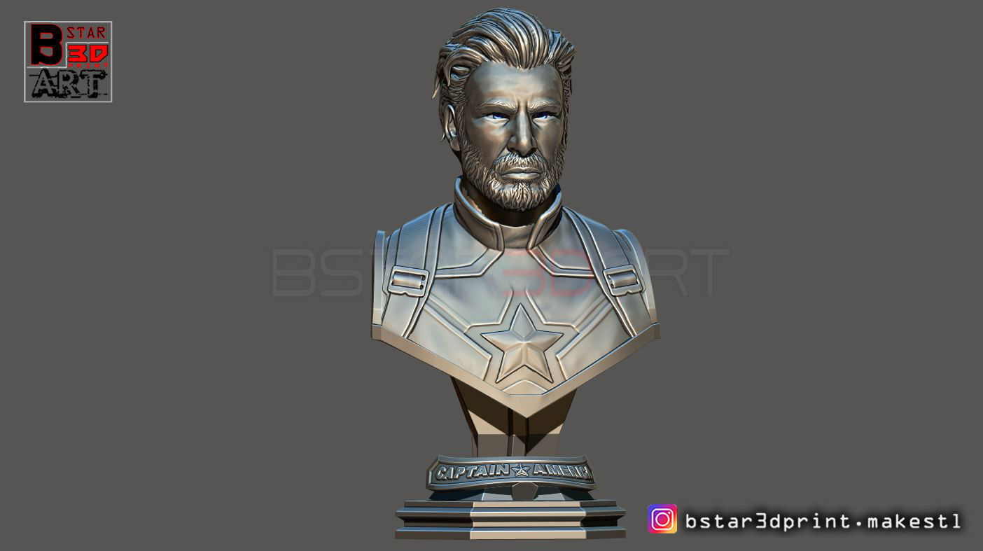 Captain America Bust - Without Helmet - from Marvel 3D print model_8