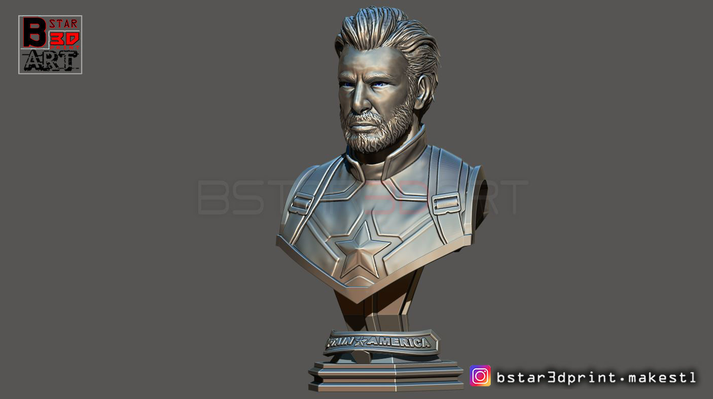Captain America Bust - Without Helmet - from Marvel 3D print model_2