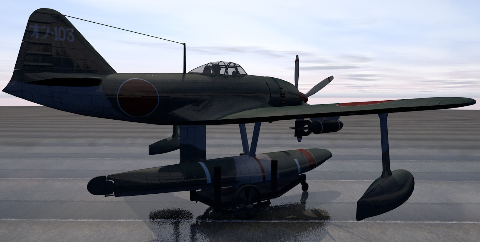 Kawanishi N1K2 Kyofu - aka Rex 3D model_3