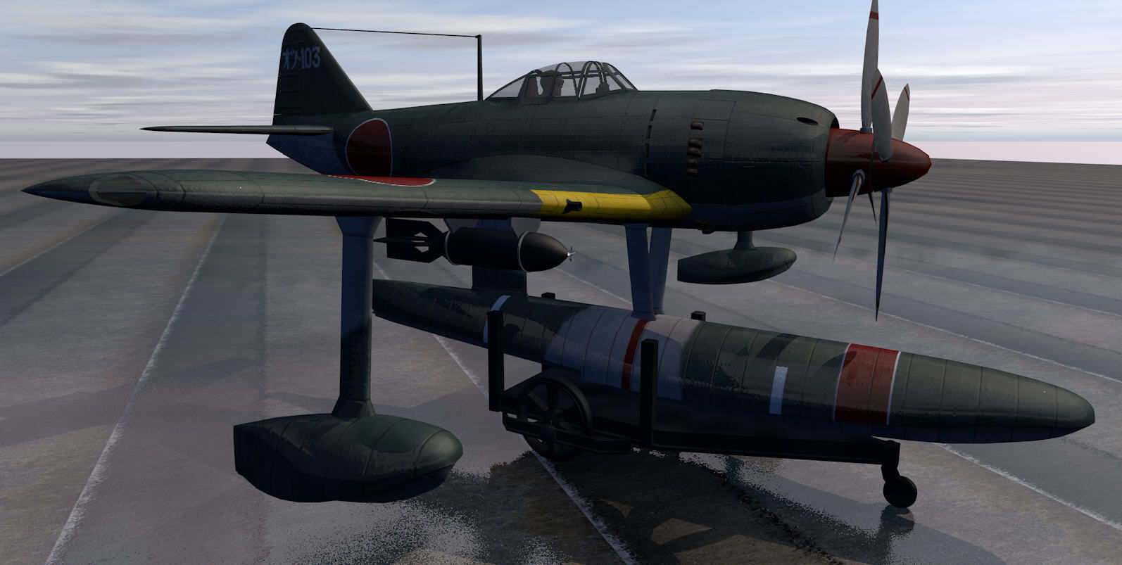 Kawanishi N1K2 Kyofu - aka Rex 3D model_2