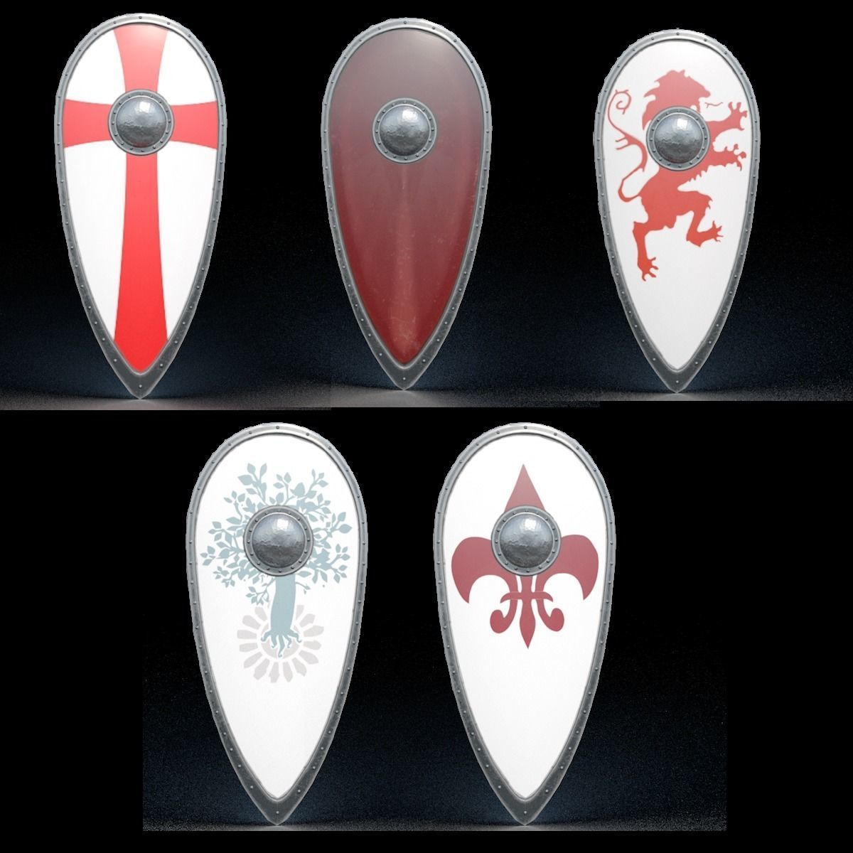 Kite Shield Low-poly 3D model_1