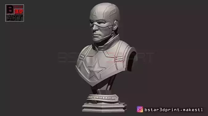 Captain America bust - With Helmet from Marvel 3D print model
