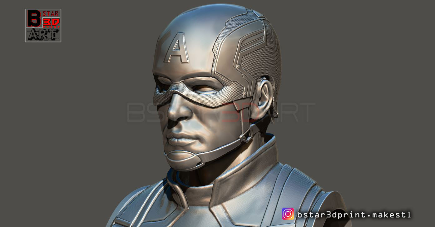 Captain America Bust - with 2 Heads from Marvel 3D print model_16