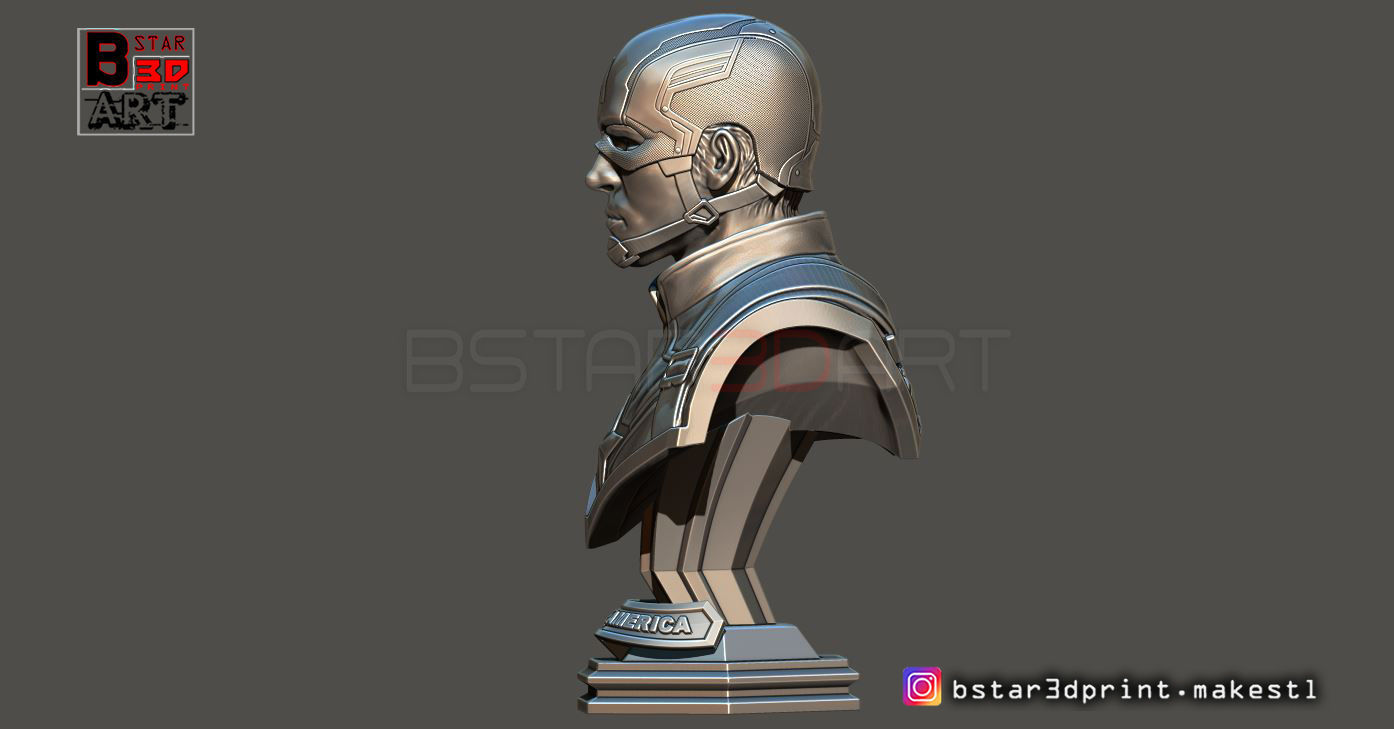 Captain America Bust - with 2 Heads from Marvel 3D print model_10