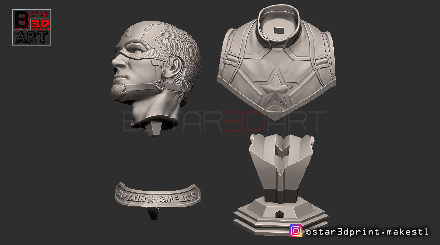 Captain America Bust - with 2 Heads from Marvel 3D print model_20