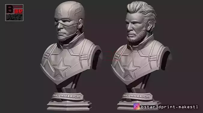Captain America Bust - with 2 Heads  from Marvel 3D print model