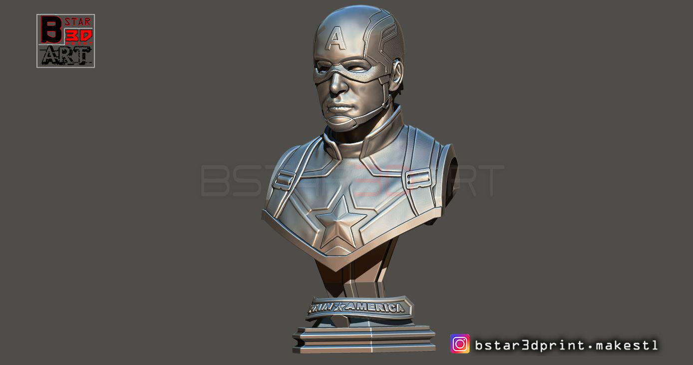 Captain America Bust - with 2 Heads from Marvel 3D print model_7