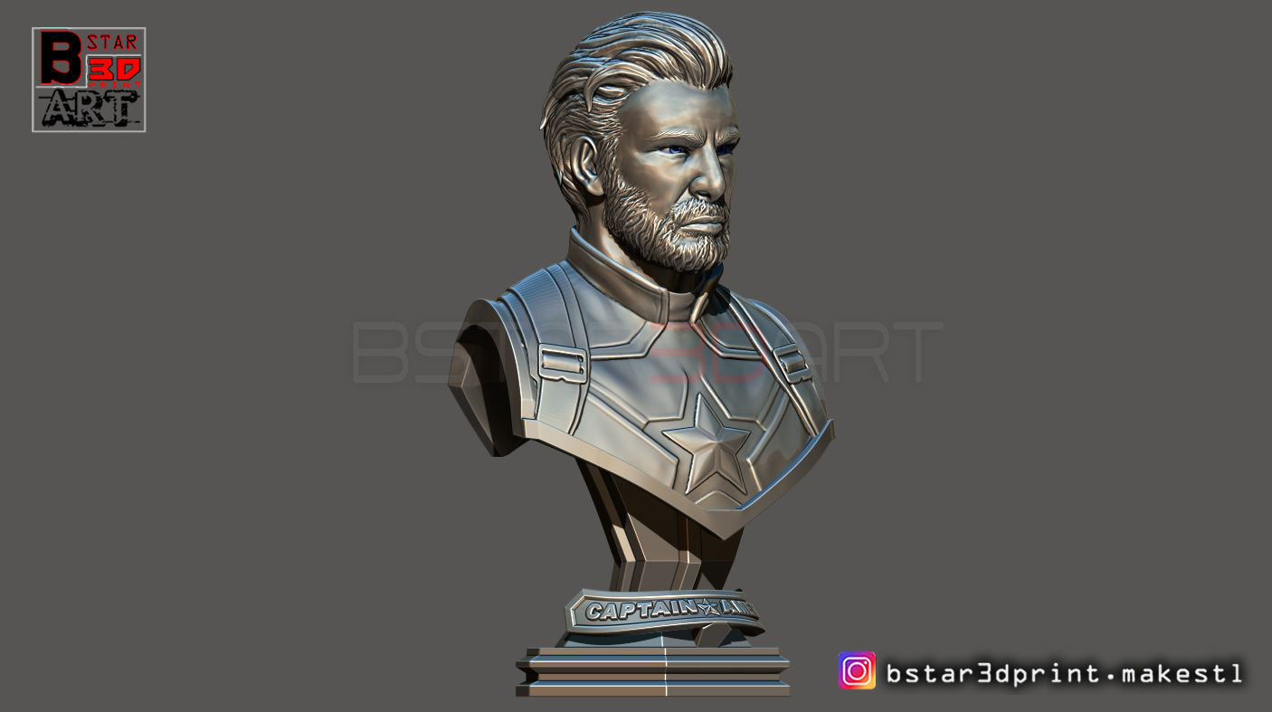 Captain America Bust - with 2 Heads from Marvel 3D print model_6
