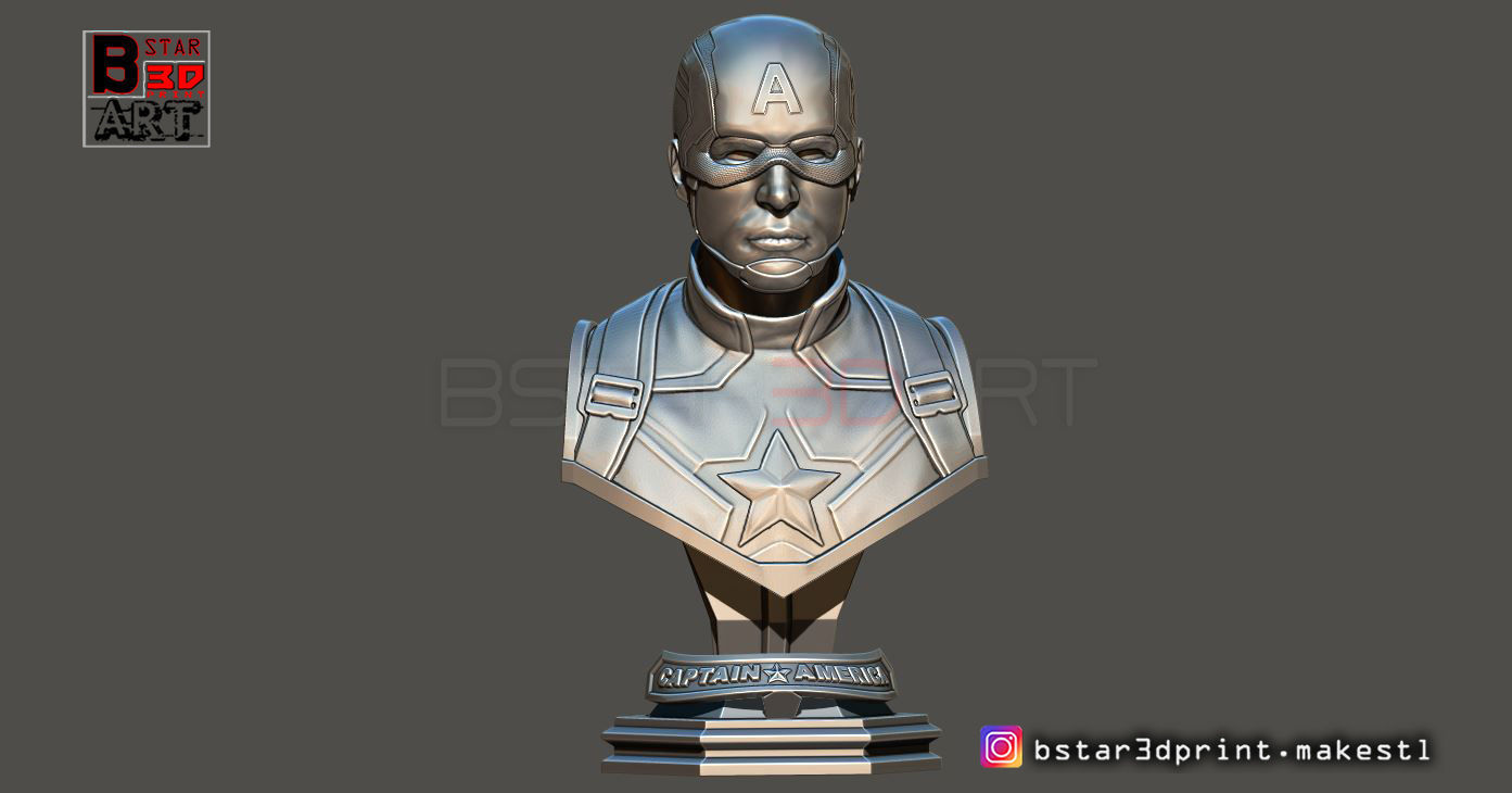 Captain America Bust - with 2 Heads from Marvel 3D print model_5
