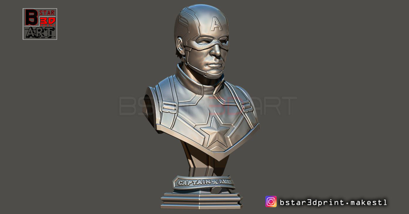 Captain America Bust - with 2 Heads from Marvel 3D print model_3