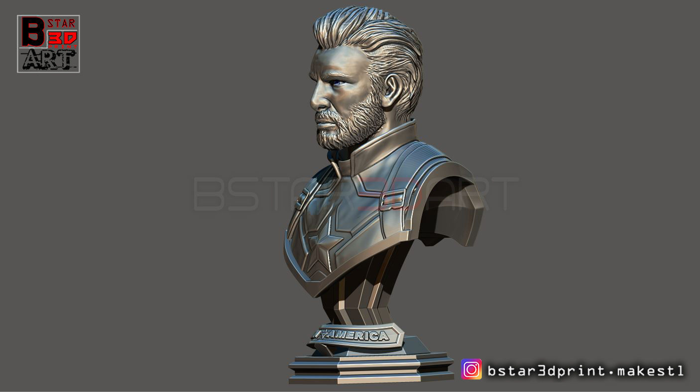 Captain America Bust - with 2 Heads from Marvel 3D print model_8