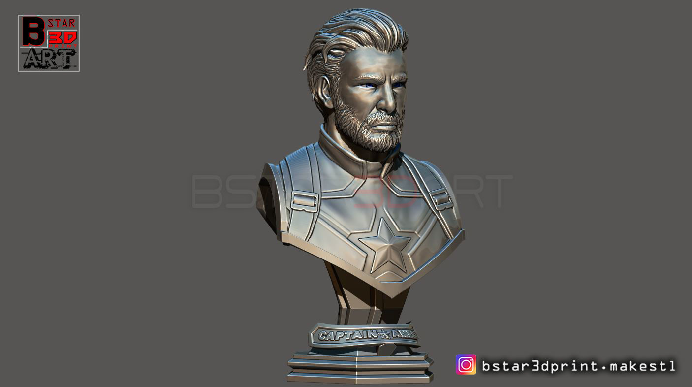 Captain America Bust - with 2 Heads from Marvel 3D print model_4