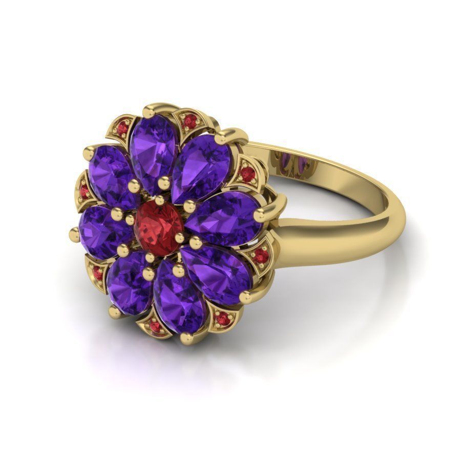 Women cocktail ring 3dm render detail 3D print model 3D print model_4