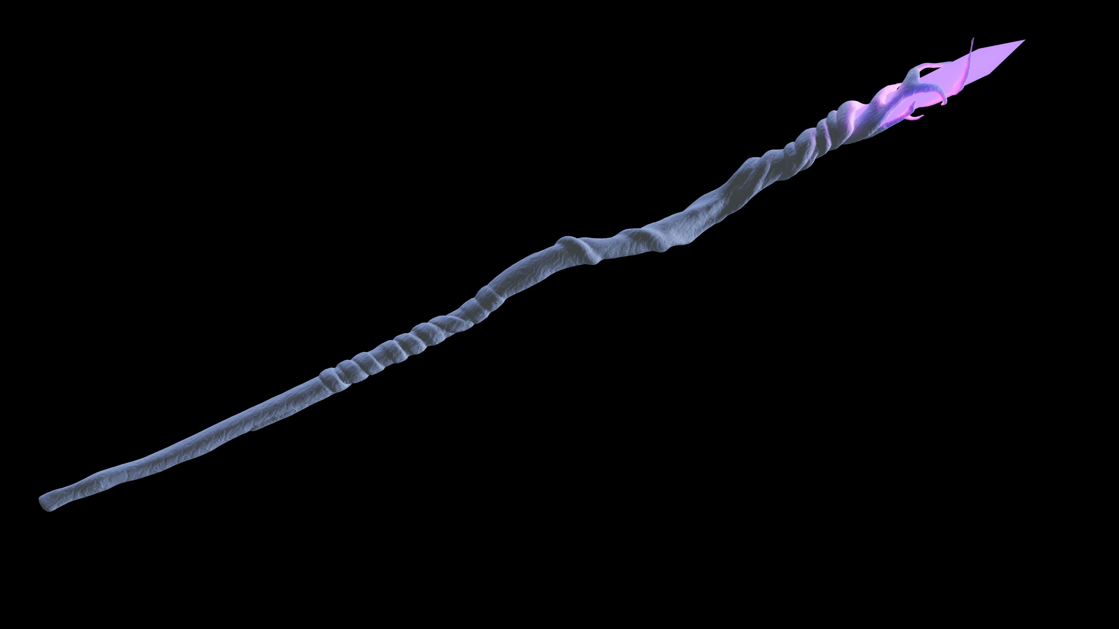  Wizard Staff -purple stone HR 3D model_1