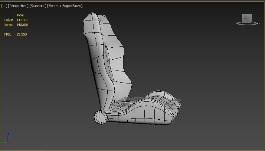 Car Seat Low-poly 3D model_3