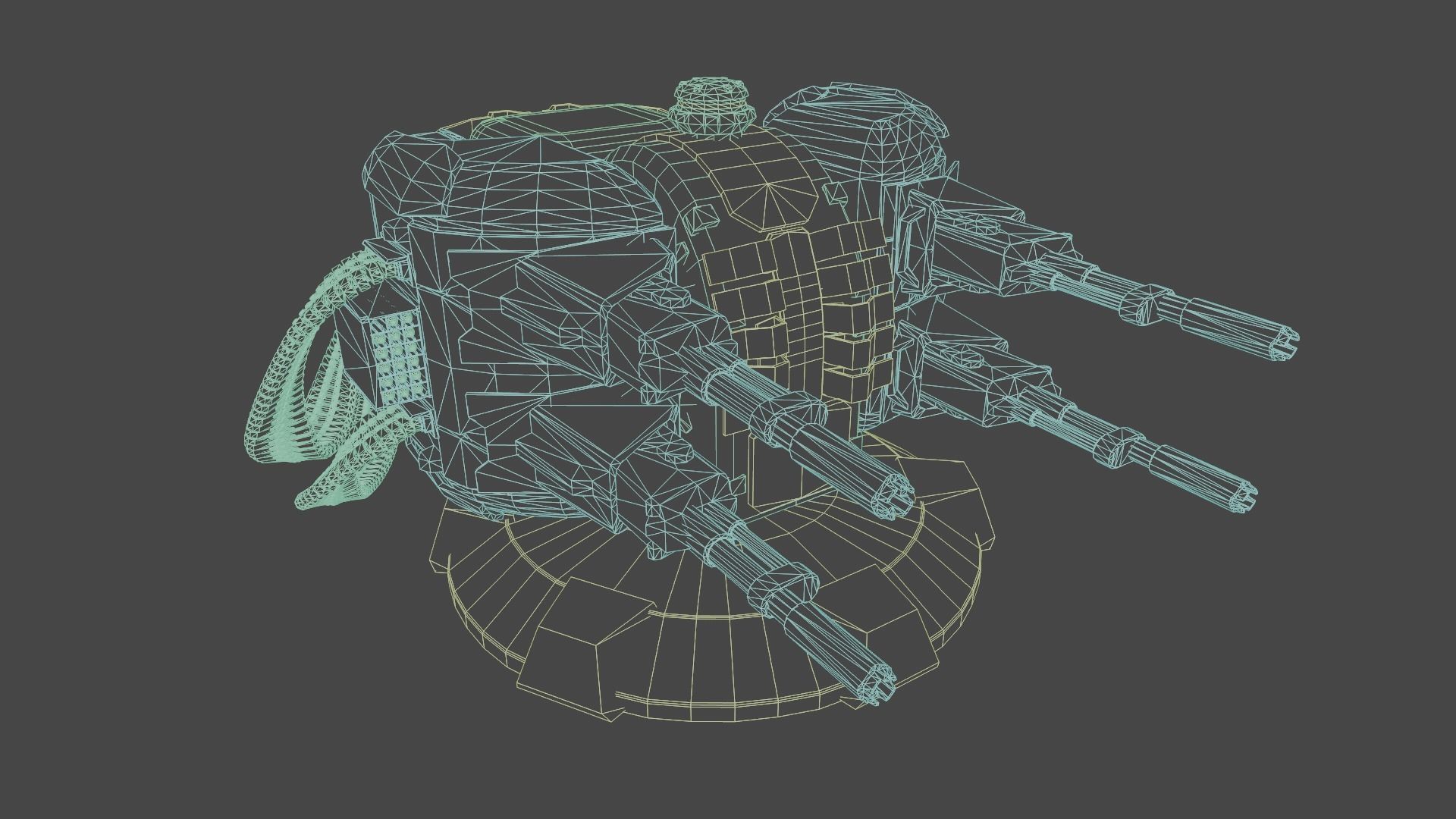 Sci-fi Turret Low-poly 3D model_14