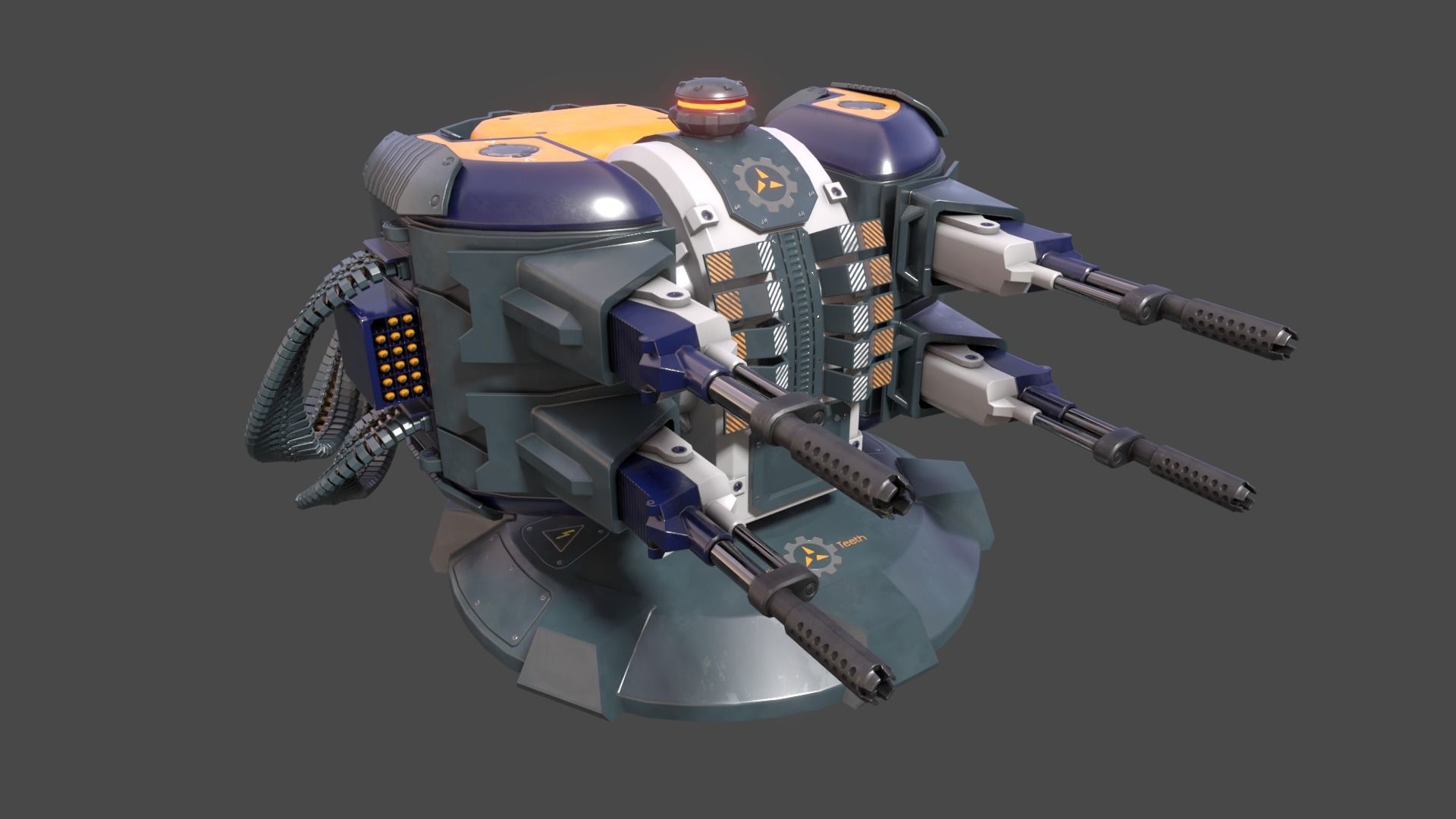Sci-fi Turret Low-poly 3D model_8