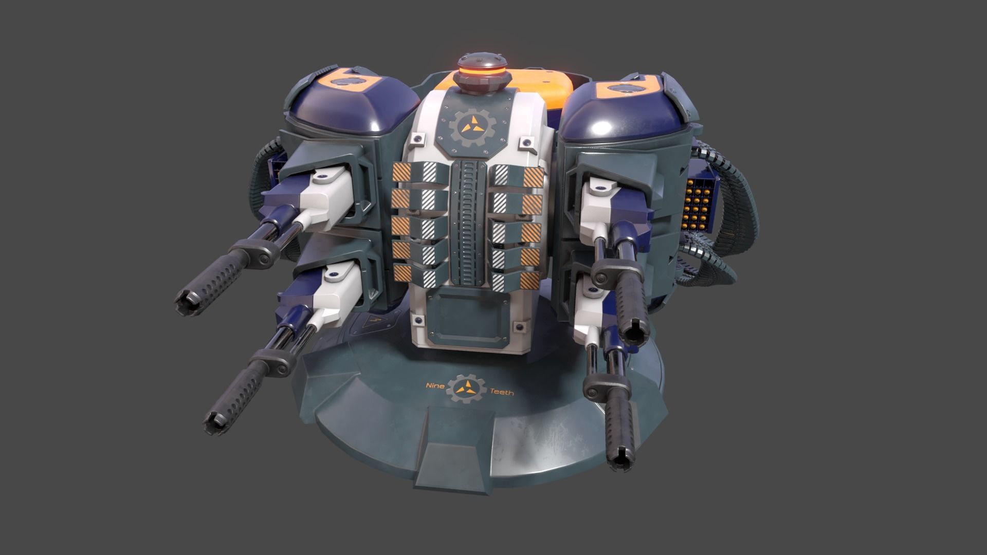 Sci-fi Turret Low-poly 3D model_10