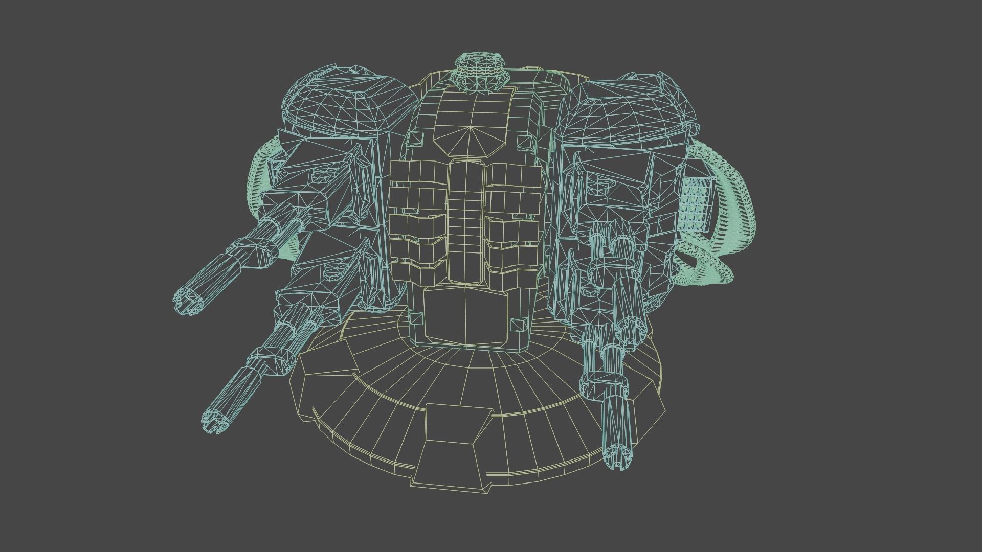Sci-fi Turret Low-poly 3D model_16