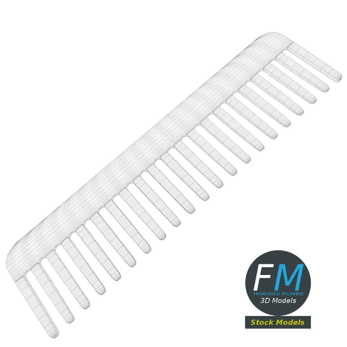 Wide tooth comb 3D model_7