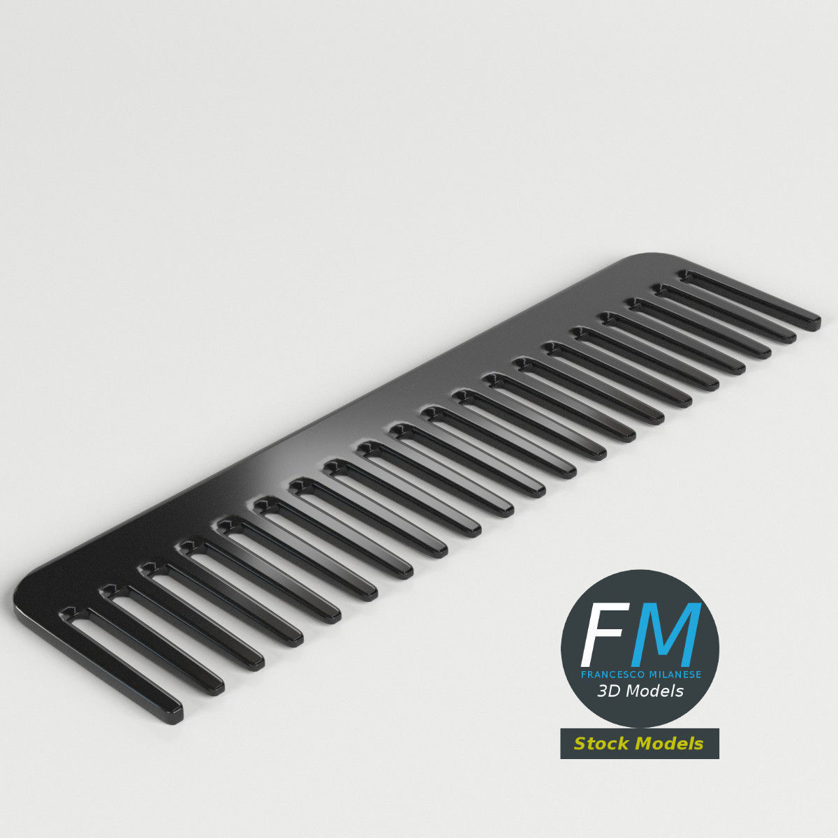 Wide tooth comb 3D model_3