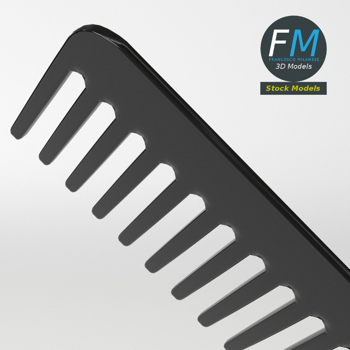 Wide tooth comb 3D model_5