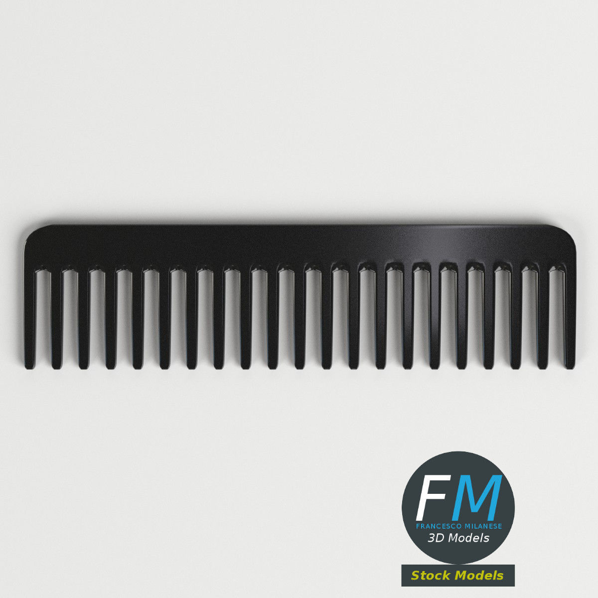 Wide tooth comb 3D model_6