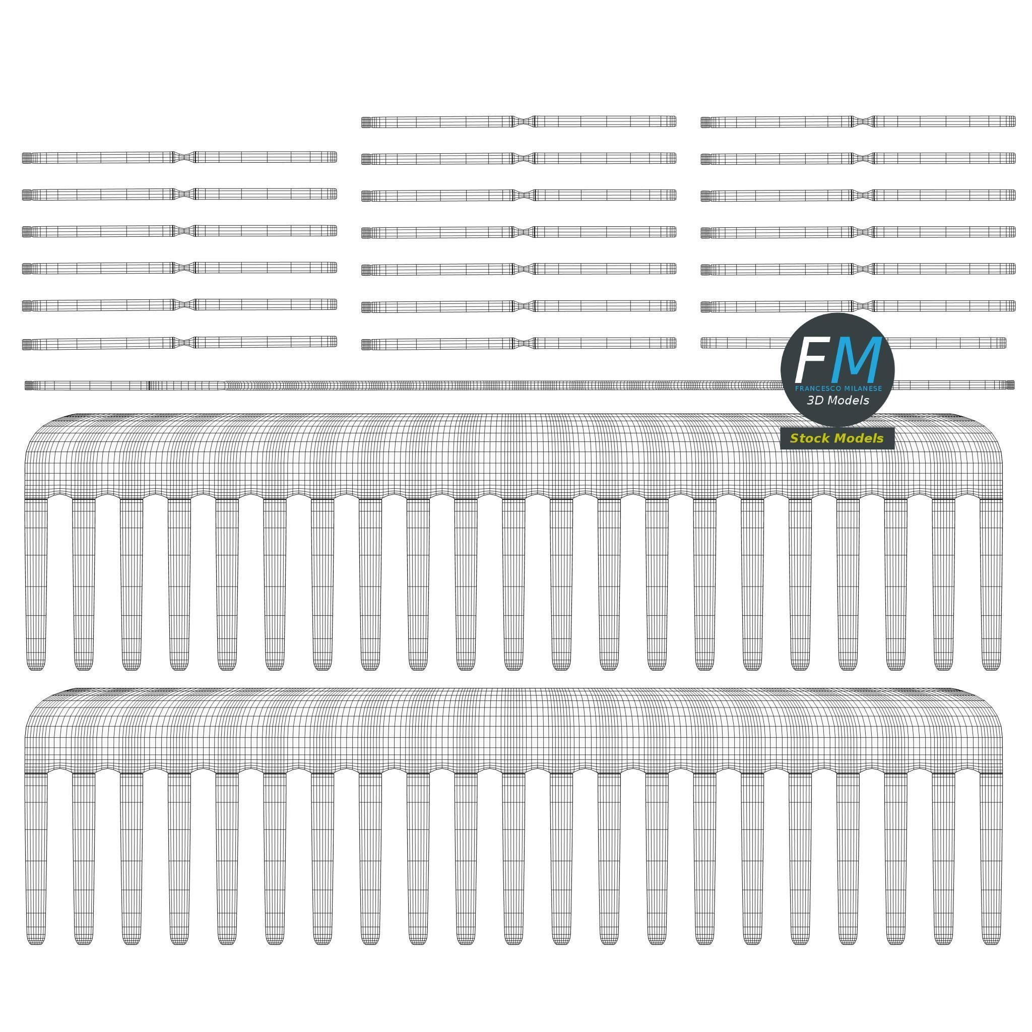 Wide tooth comb 3D model_11